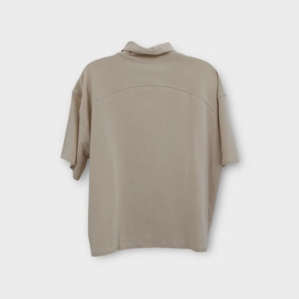 Lululemon Relaxed Fit Cotton Blend Turtleneck Tee Short Sleeve Size 10 Ivory NWT